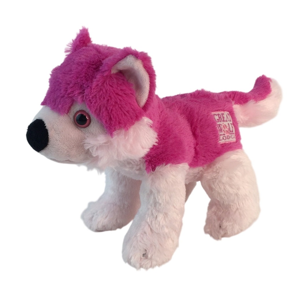 Fiesta Great Wolf Lodge Plush 10" Pink White Wolf Husky Stuffed Animal L68317